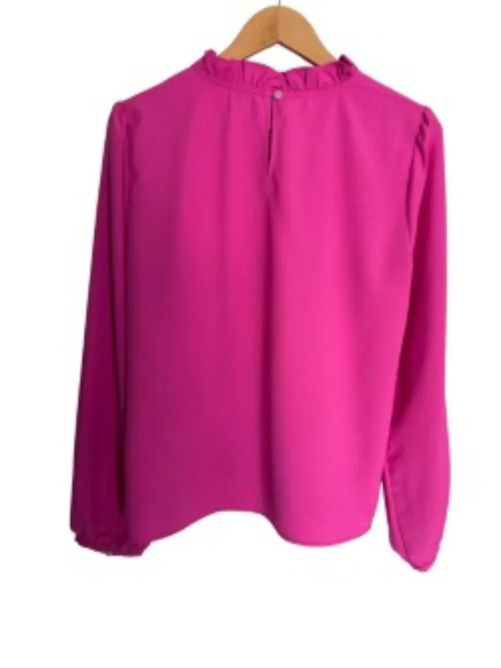 J. Crew Pink Ruffle Neck Blouse Large